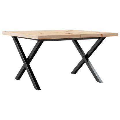 Solid Pine & Steel X-Frame Coffee Table, 60x60x40.5 cm