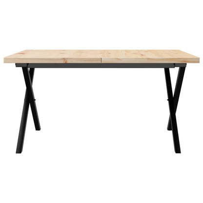 Solid Pine & Steel X-Frame Coffee Table 80x80x45.5 cm