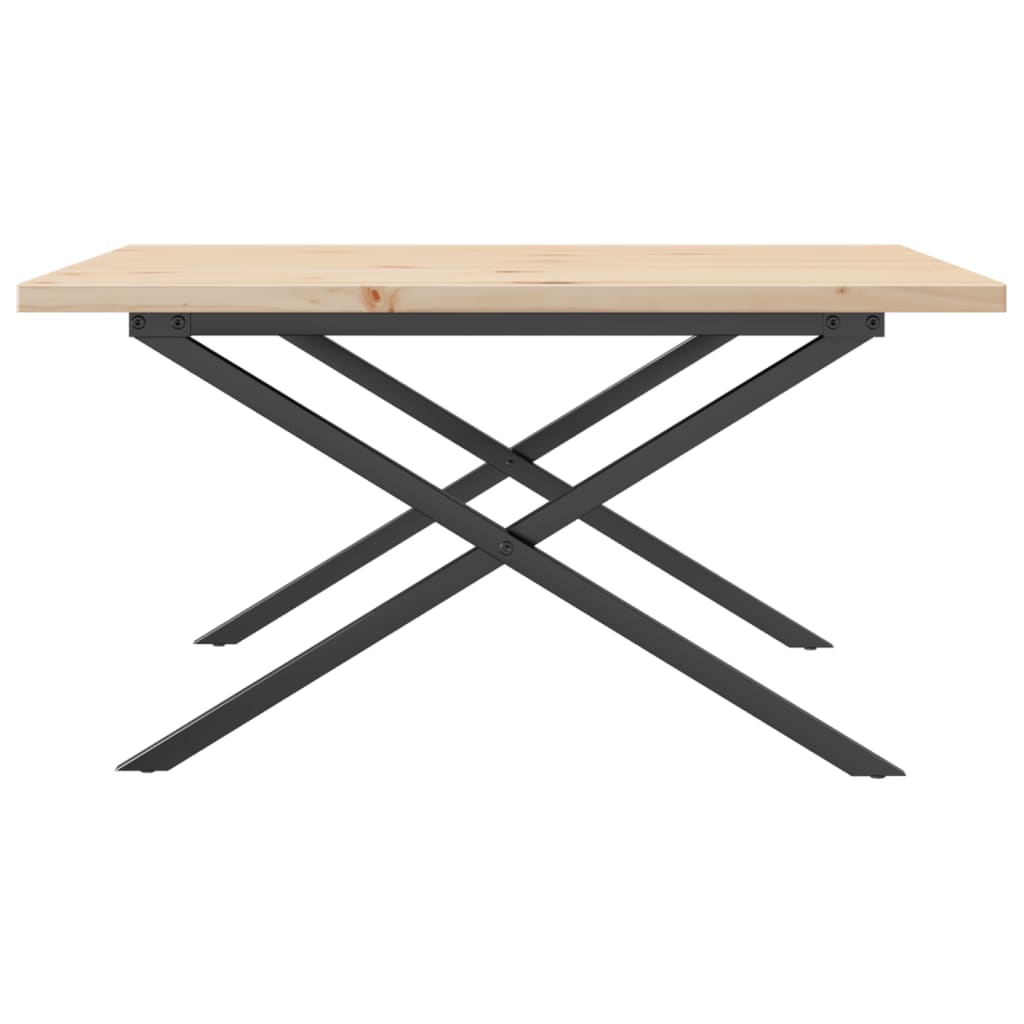 Solid Pine & Steel X-Frame Coffee Table 80x80x45.5 cm