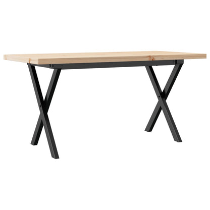Solid Pine & Steel X-Frame Coffee Table 90x40x45.5 cm