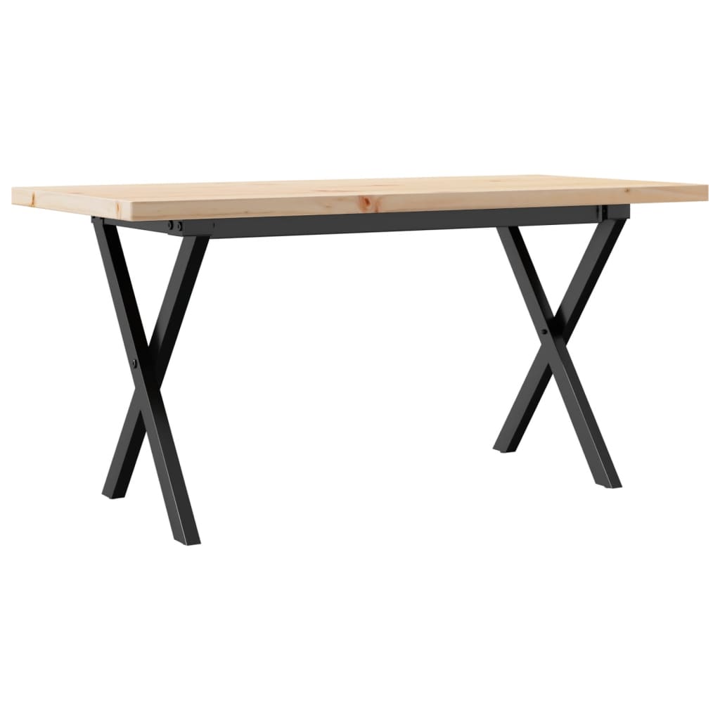 Solid Pine & Steel X-Frame Coffee Table 90x40x45.5 cm