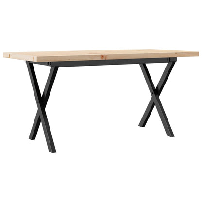 Solid Pine & Steel X-Frame Coffee Table 90x40x45.5 cm