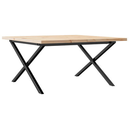 Solid Pine & Steel X-Frame Coffee Table 90x90x45.5 cm
