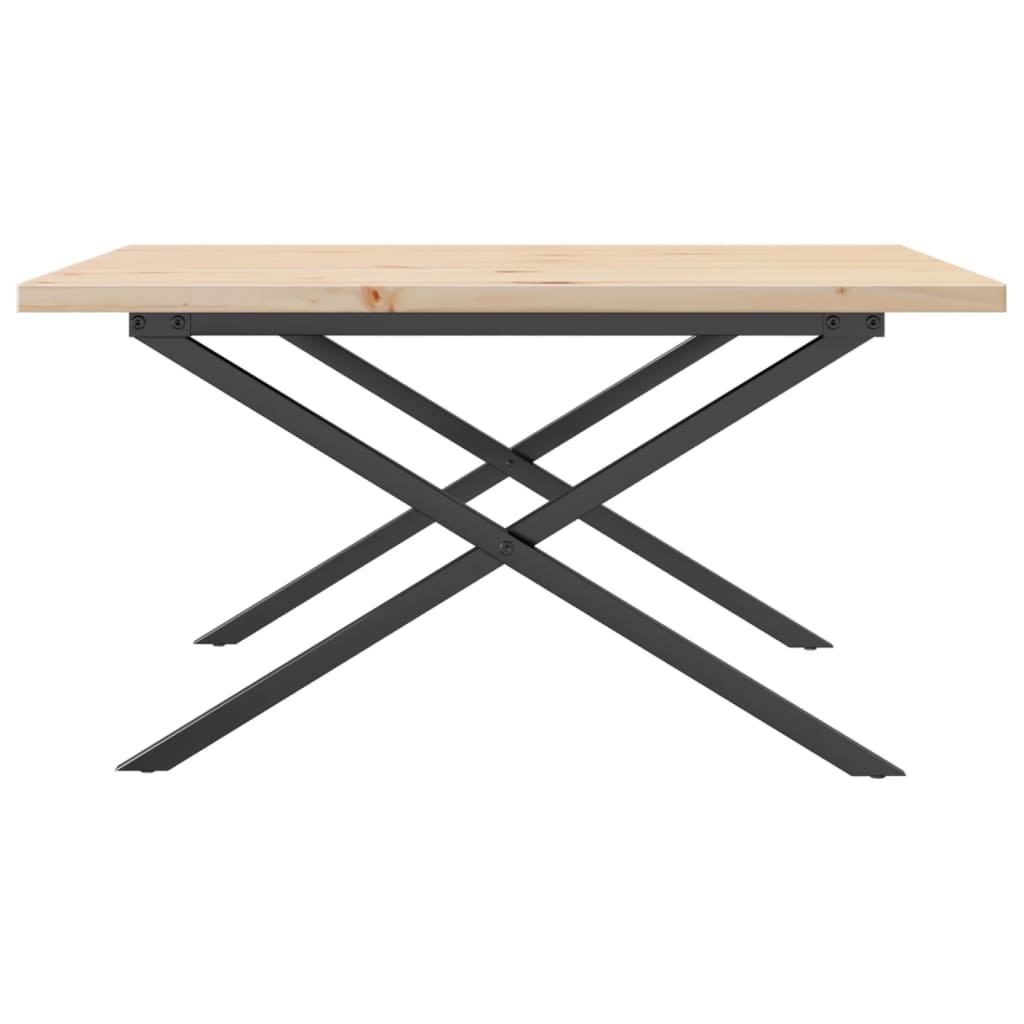 Solid Pine & Steel X-Frame Coffee Table 90x90x45.5 cm