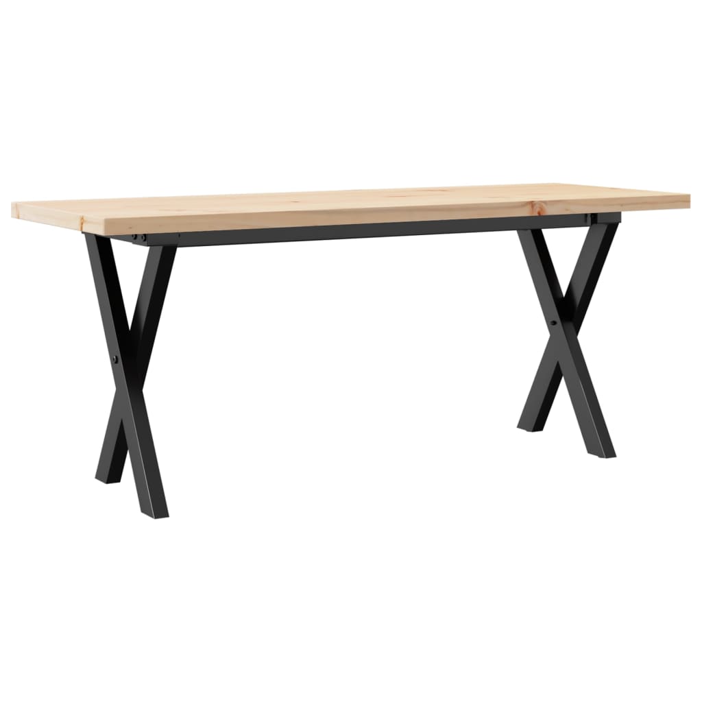 X-Frame Coffee Table, Solid Pine & Steel, 110x40x45.5 cm
