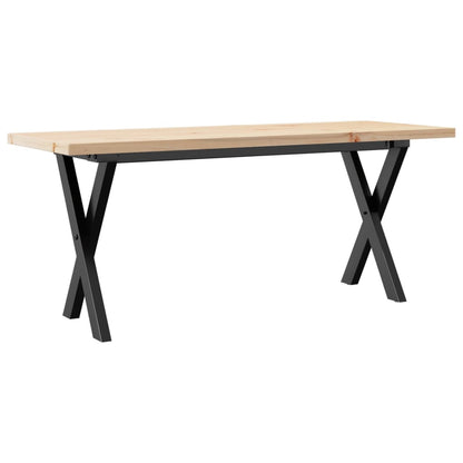 X-Frame Coffee Table, Solid Pine & Steel, 110x40x45.5 cm