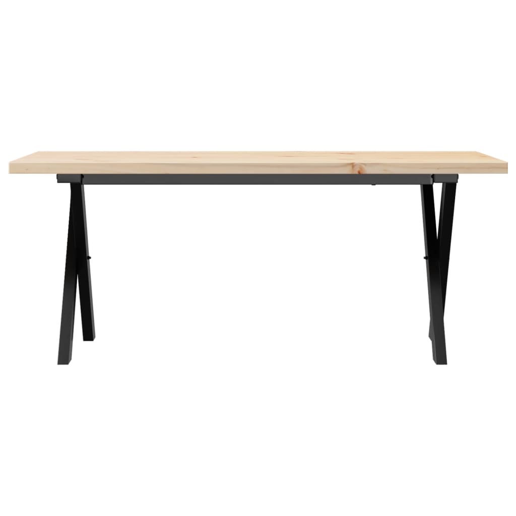 X-Frame Coffee Table, Solid Pine & Steel, 110x40x45.5 cm