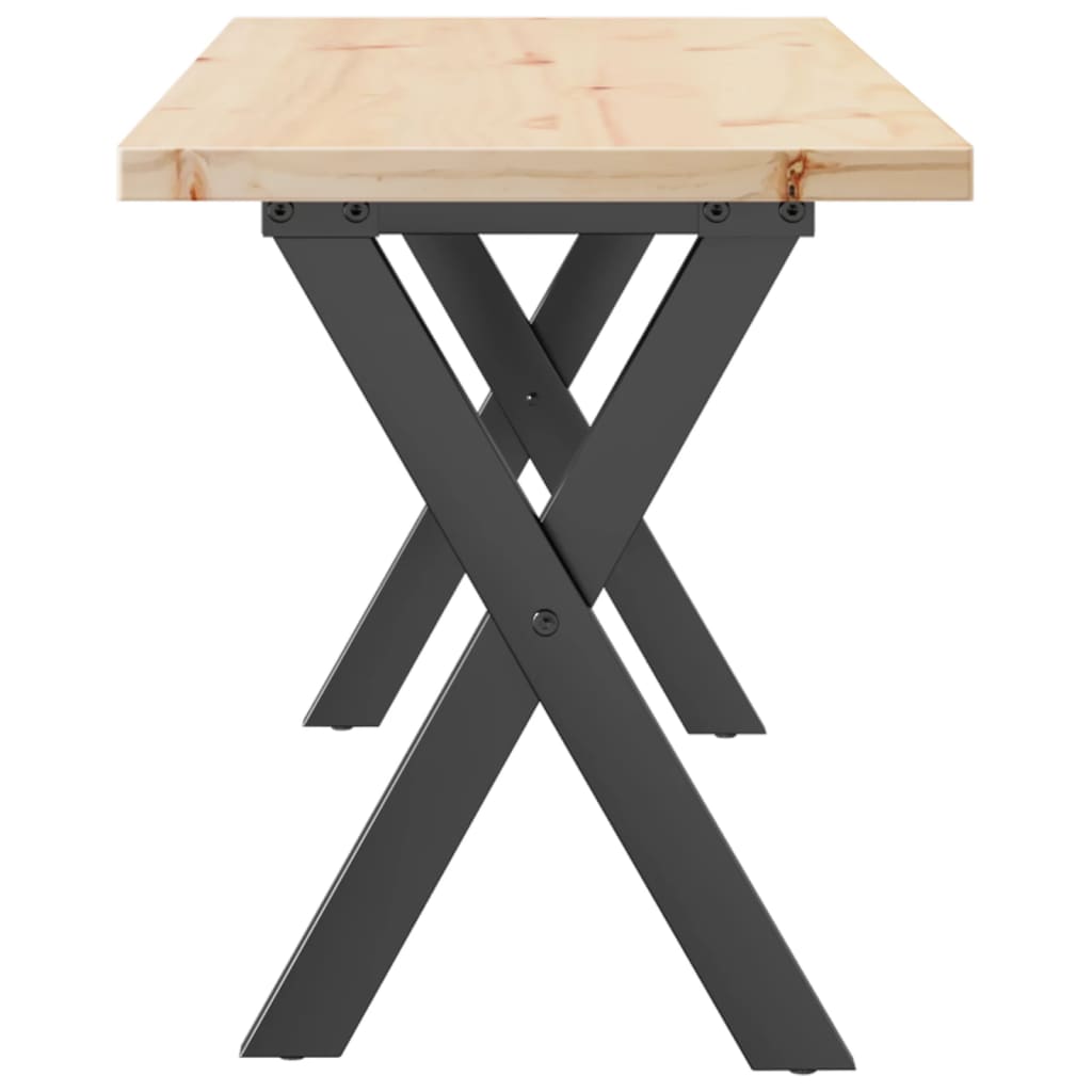 X-Frame Coffee Table, Solid Pine & Steel, 110x40x45.5 cm