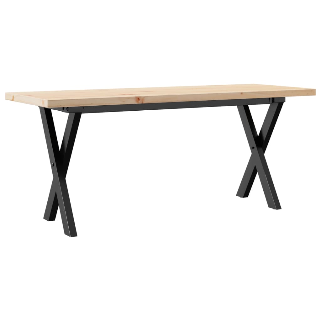 X-Frame Coffee Table, Solid Pine & Steel, 110x40x45.5 cm
