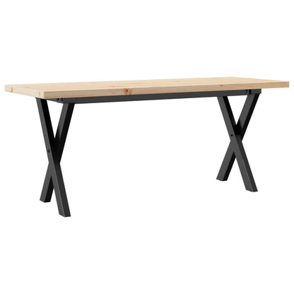 X-Frame Coffee Table, Solid Pine & Steel, 110x40x45.5 cm
