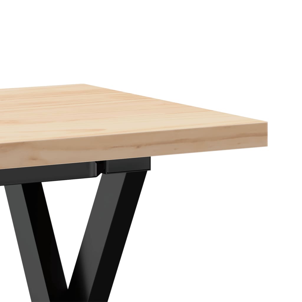 X-Frame Coffee Table, Solid Pine & Steel, 110x40x45.5 cm