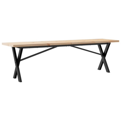 Solid Wood Pine & Steel X-Frame Coffee Table 160x40x45.5 cm