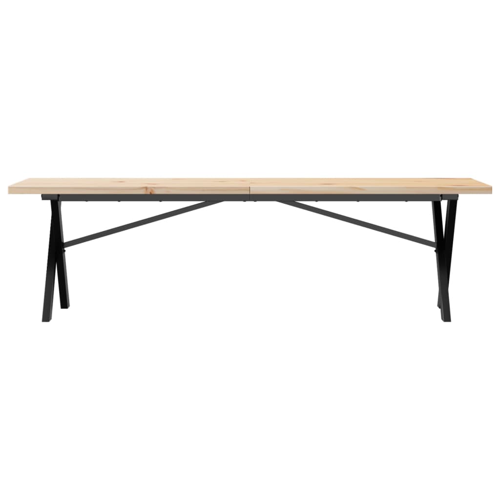 Solid Wood Pine & Steel X-Frame Coffee Table 160x40x45.5 cm
