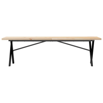 Solid Wood Pine & Steel X-Frame Coffee Table 160x40x45.5 cm