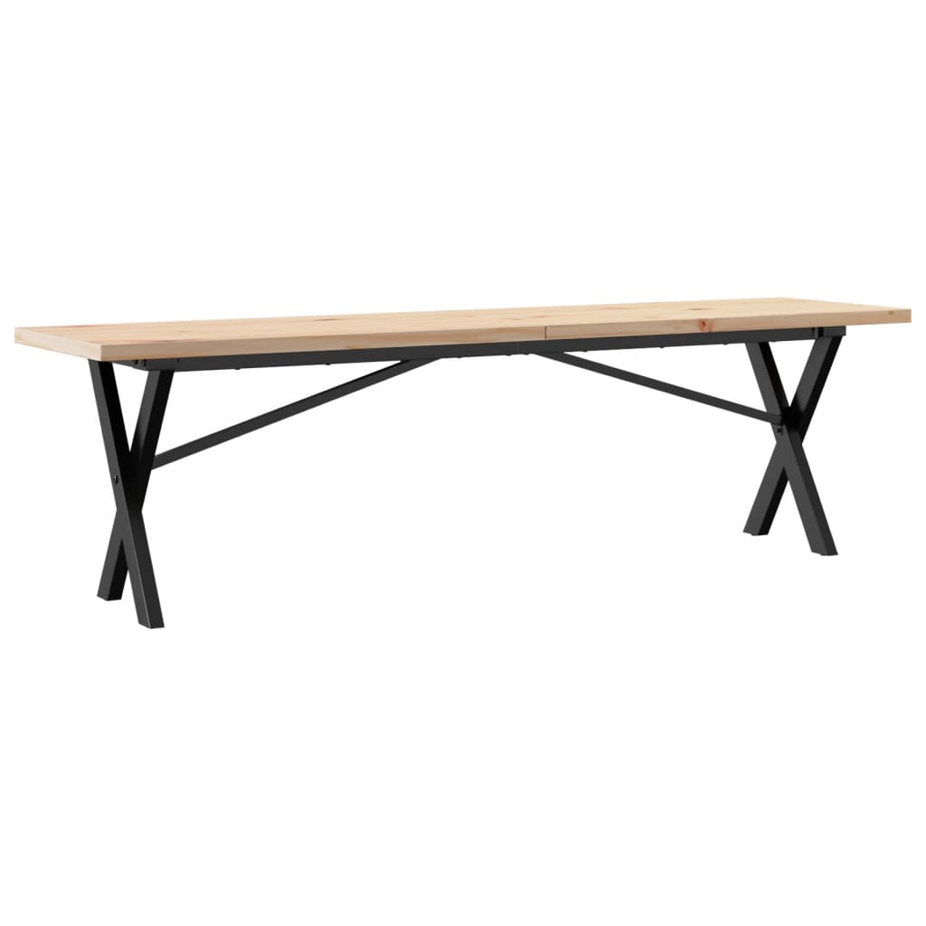 Solid Wood Pine & Steel X-Frame Coffee Table 160x40x45.5 cm