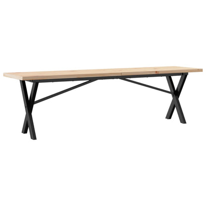 Solid Wood Pine & Steel X-Frame Coffee Table 160x40x45.5 cm