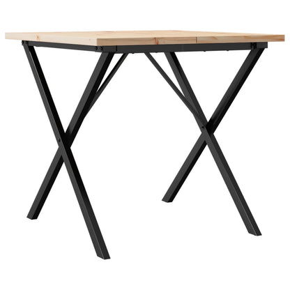 Solid Pine & Steel X-Frame Dining Table 90x90x75.5 cm