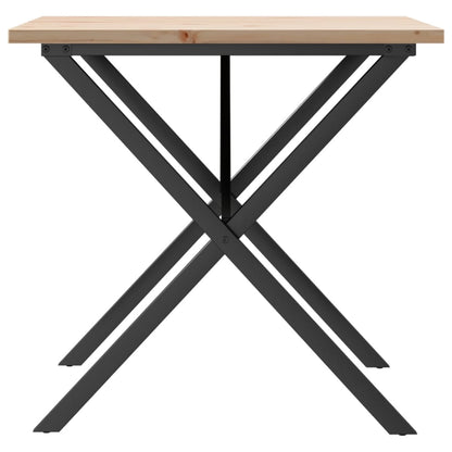 Solid Pine & Steel X-Frame Dining Table 90x90x75.5 cm