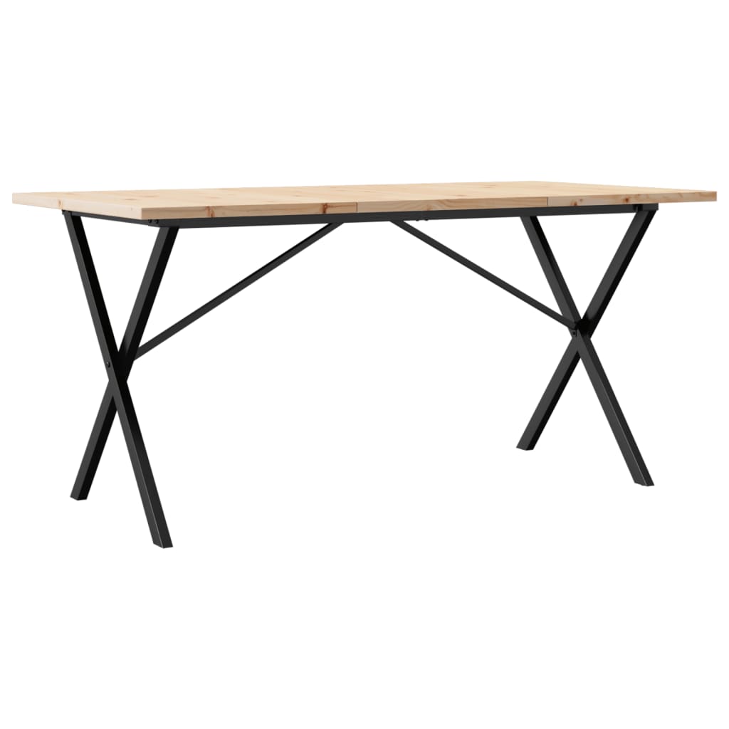 Solid Wood & Steel X-Frame Dining Table 140x80x75.5 cm