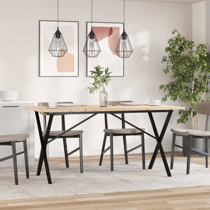 Solid Wood & Steel X-Frame Dining Table 140x80x75.5 cm