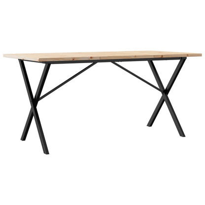 Solid Wood & Steel X-Frame Dining Table 140x80x75.5 cm