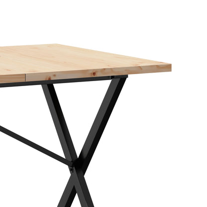 Solid Pine & Steel X-Frame Dining Table 160x80x75.5 cm