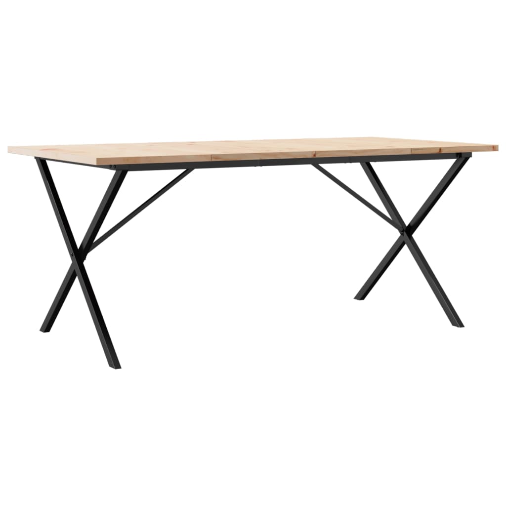 Solid Pine & Steel X-Frame Dining Table - 180x90cm, Durable Design