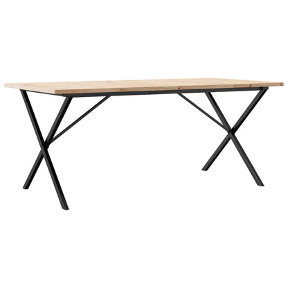 Solid Pine & Steel X-Frame Dining Table - 180x90cm, Durable Design