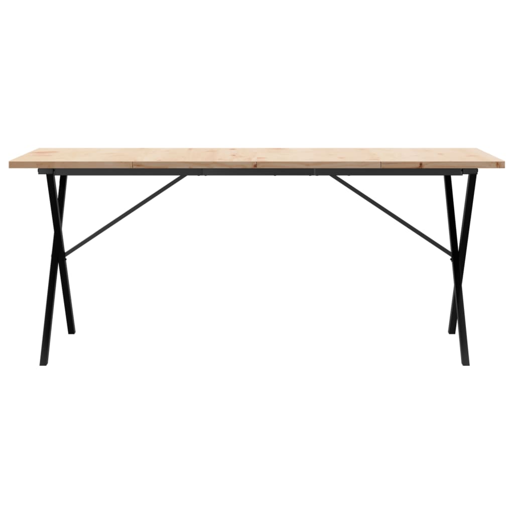 Solid Pine & Steel X-Frame Dining Table - 180x90cm, Durable Design