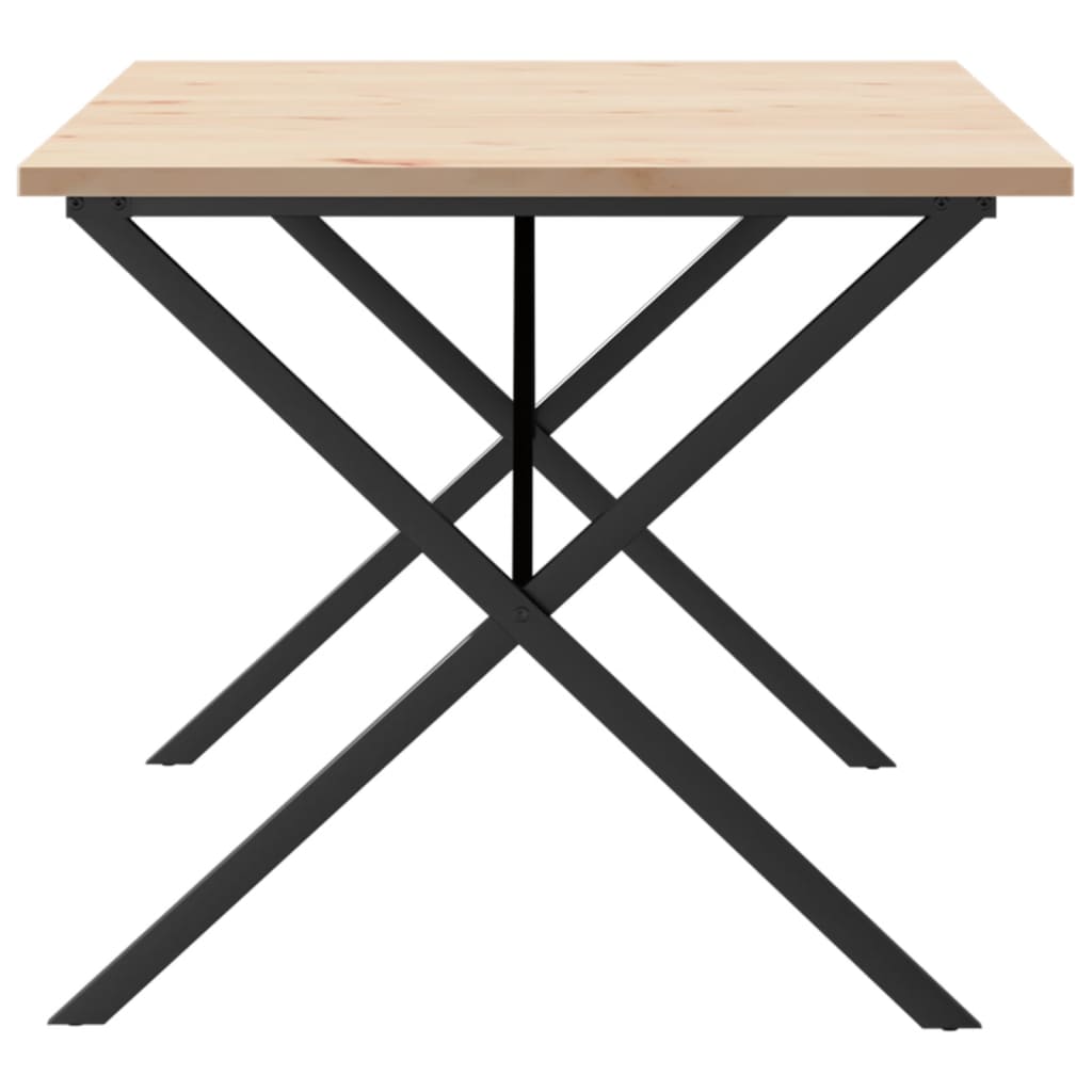 Solid Pine & Steel X-Frame Dining Table - 180x90cm, Durable Design