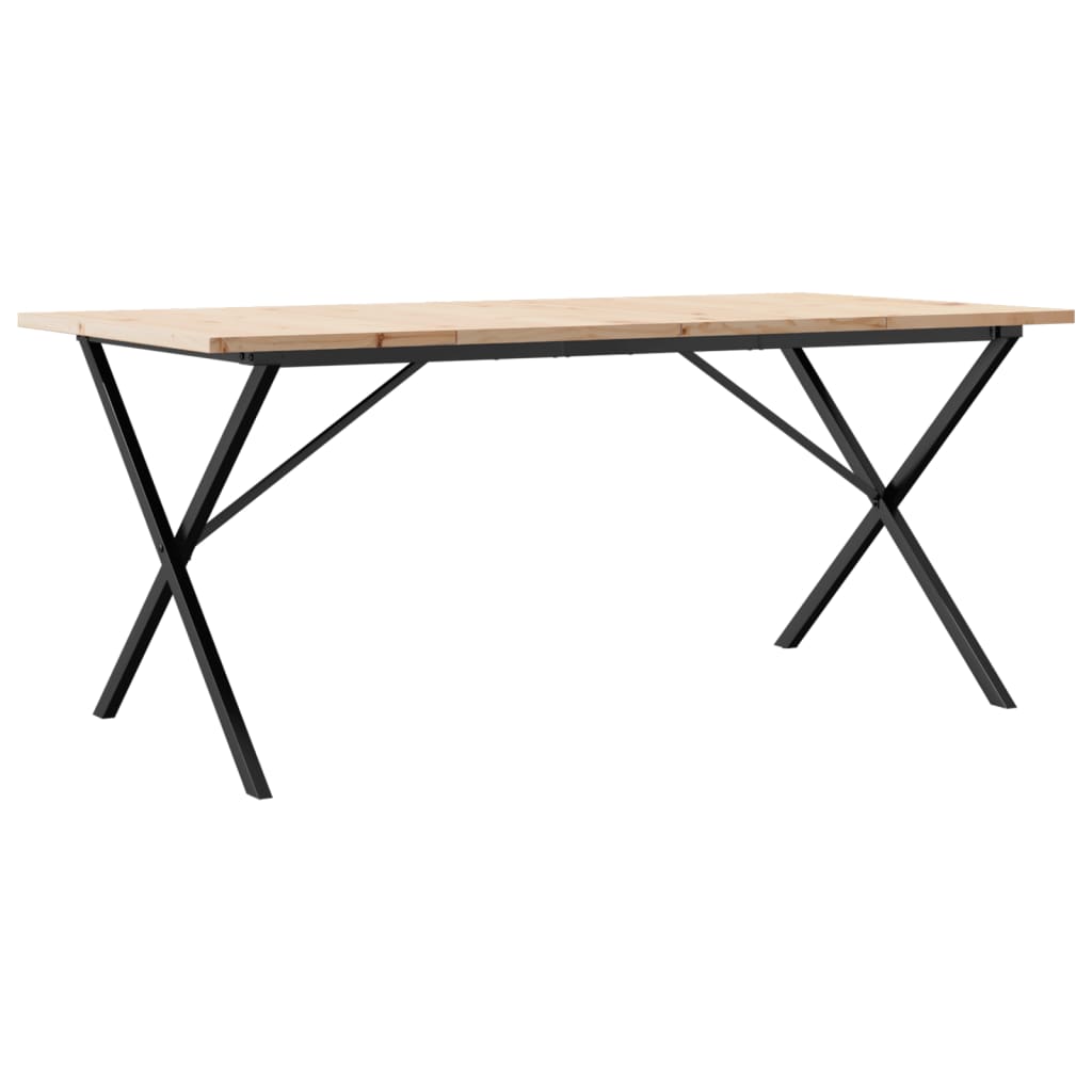 Solid Pine & Steel X-Frame Dining Table - 180x90cm, Durable Design