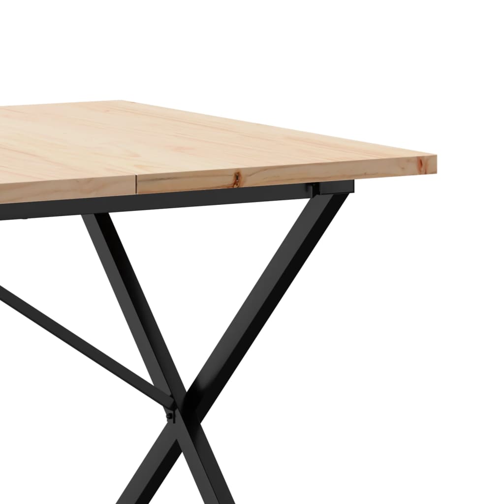 Solid Pine & Steel X-Frame Dining Table - 180x90cm, Durable Design