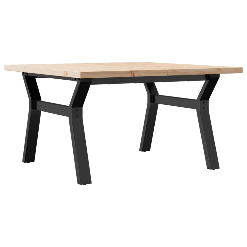 Solid Pine & Steel Coffee Table | Y-Frame 80x80x45.5 cm