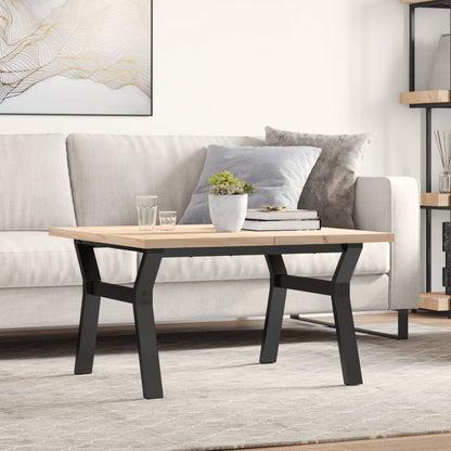 Solid Pine & Steel Coffee Table | Y-Frame 80x80x45.5 cm