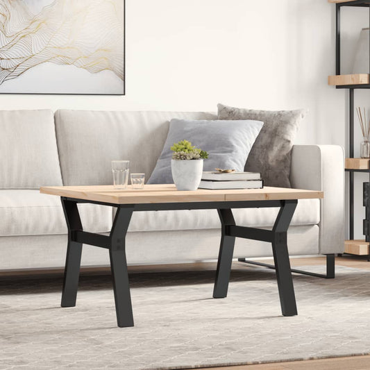 Solid Pine & Steel Coffee Table | Y-Frame 80x80x45.5 cm