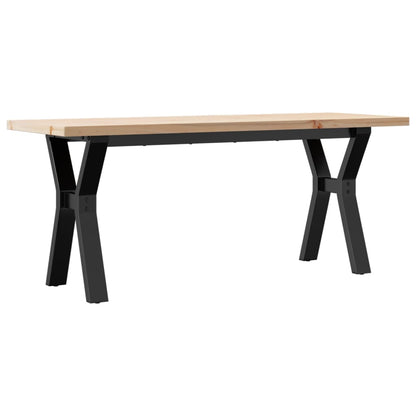 Solid Wood Pine & Steel Coffee Table Y-Frame 110x40x45.5cm