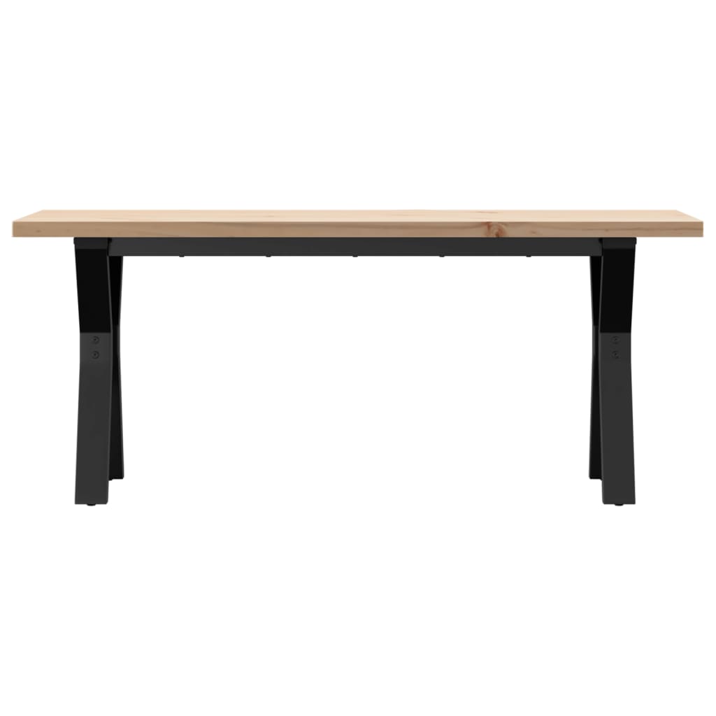 Solid Wood Pine & Steel Coffee Table Y-Frame 110x40x45.5cm