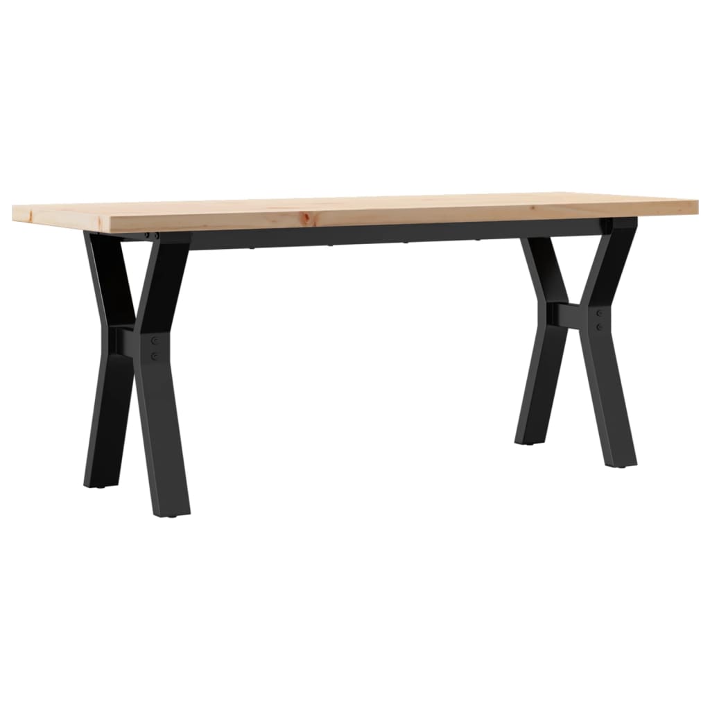 Solid Wood Pine & Steel Coffee Table Y-Frame 110x40x45.5cm
