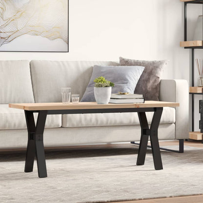 Solid Wood Pine & Steel Coffee Table Y-Frame 110x40x45.5cm