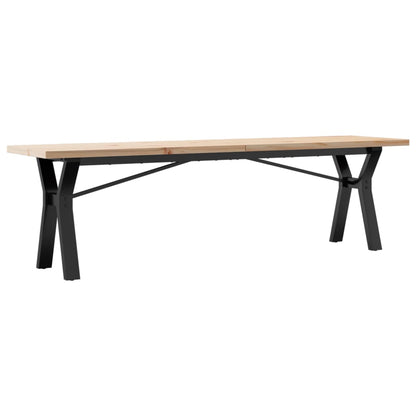Solid Pine & Steel Y-Frame Coffee Table 160x40x45.5 cm