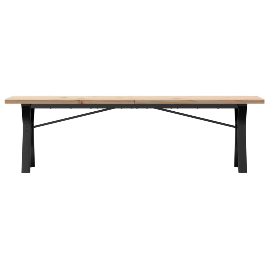 Solid Pine & Steel Y-Frame Coffee Table 160x40x45.5 cm