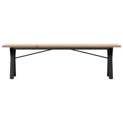 Solid Pine & Steel Y-Frame Coffee Table 160x40x45.5 cm