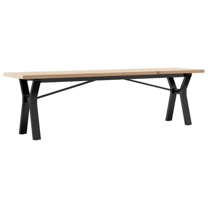 Solid Pine & Steel Y-Frame Coffee Table 160x40x45.5 cm