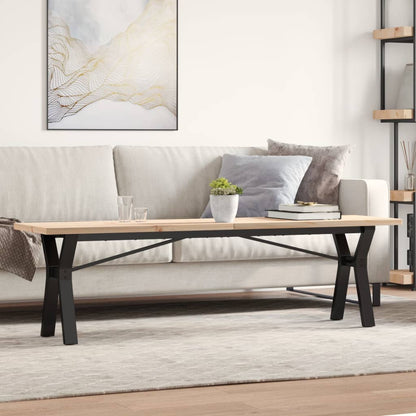 Solid Pine & Steel Y-Frame Coffee Table 160x40x45.5 cm