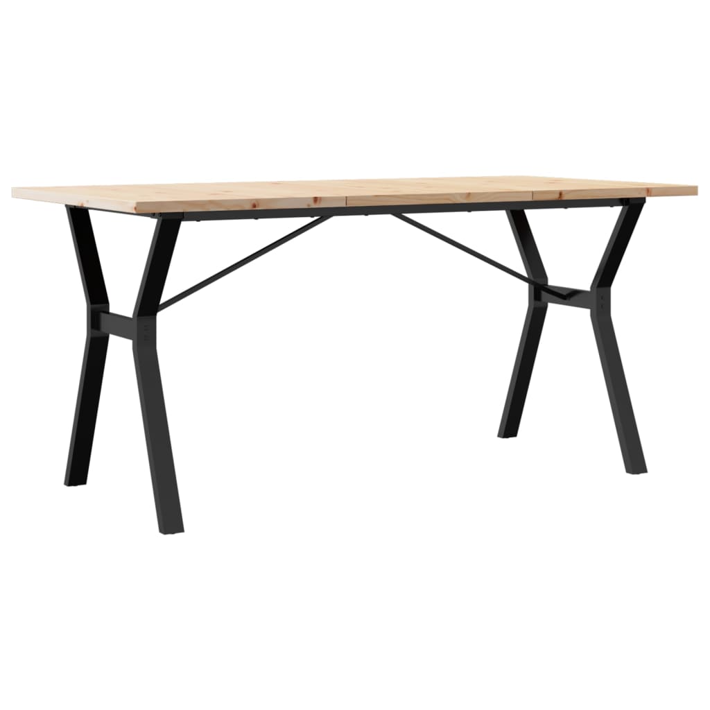 Solid Wood Pine & Steel Dining Table Y-Frame 140x80x75.5 cm