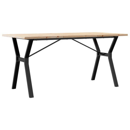 Solid Wood Pine & Steel Dining Table Y-Frame 140x80x75.5 cm