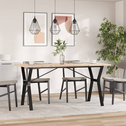 Solid Wood Pine & Steel Dining Table Y-Frame 140x80x75.5 cm