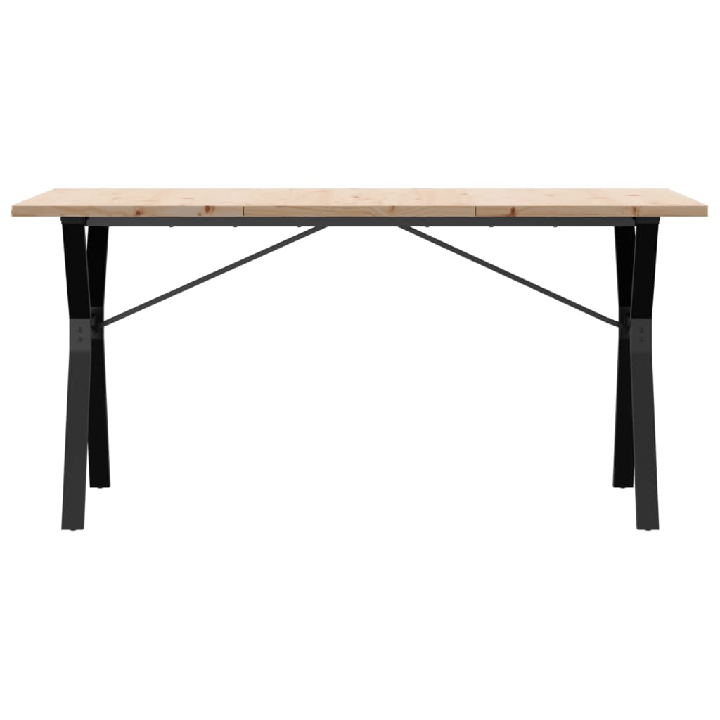 Solid Wood Pine & Steel Dining Table Y-Frame 140x80x75.5 cm