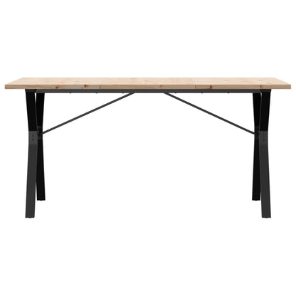 Solid Wood Pine & Steel Dining Table Y-Frame 140x80x75.5 cm