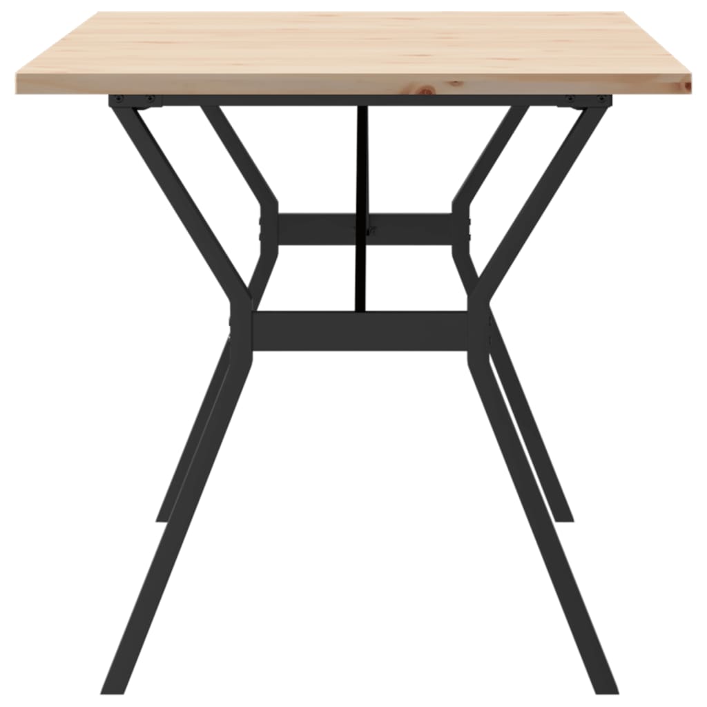 Solid Wood Pine & Steel Dining Table Y-Frame 140x80x75.5 cm